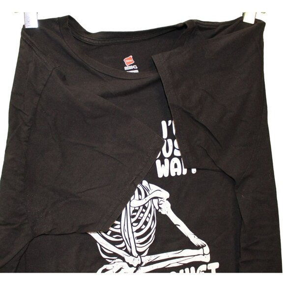 Hanes Nano-T Skeleton Graphic Tee 2XL Black Cotton Ill Just Wait Until Its Quiet - Picture 4 of 7